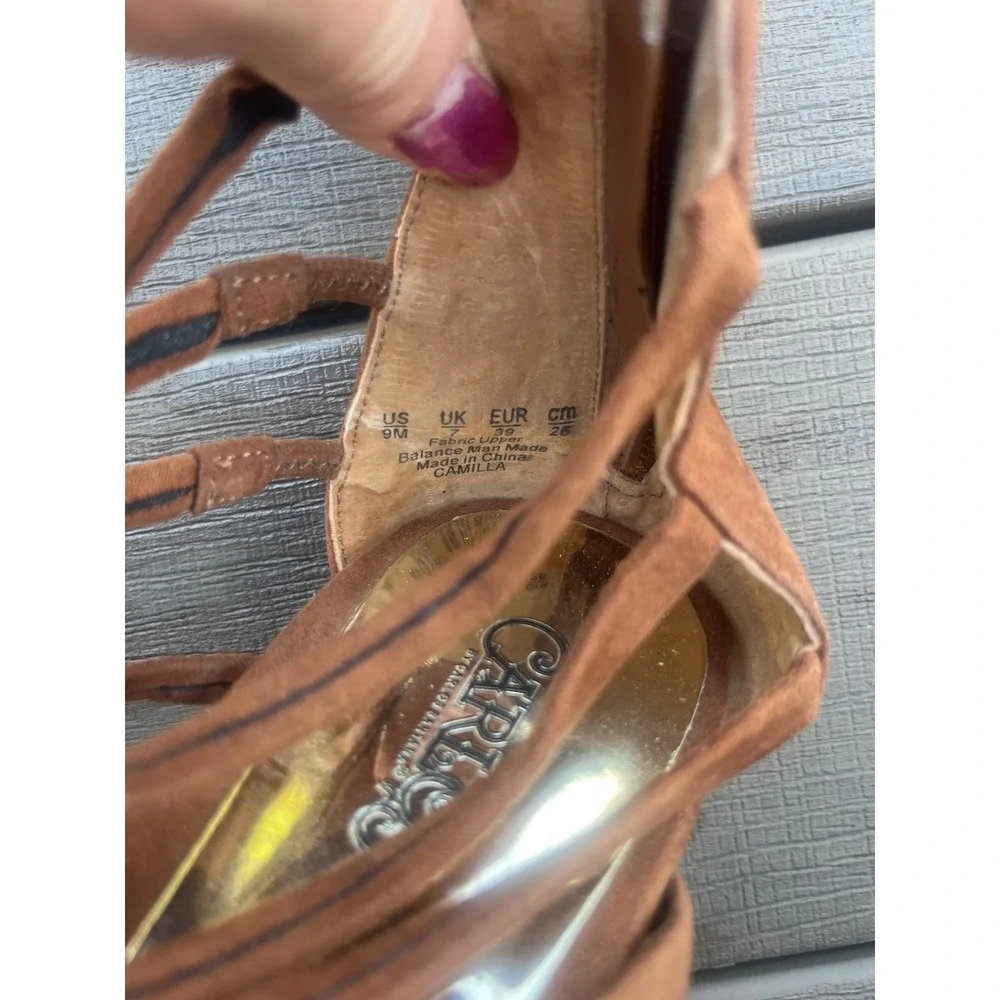 Carlos by Carlos Santana Brown Strappy Espadrille Wedge Sandals Gladiator Heel